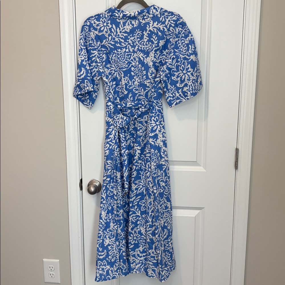 Zara Blue and White Floral Midi Dress - Picture 9 of 10